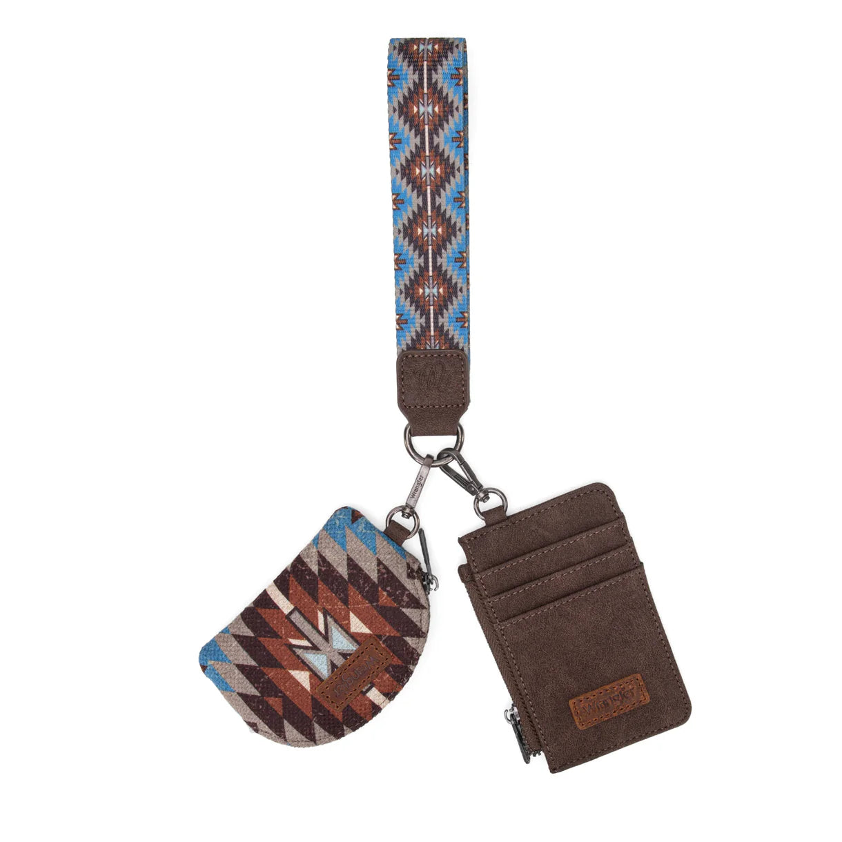 Wrangler Southwestern Art Print Dual Pouch Wristlet - Coffee
