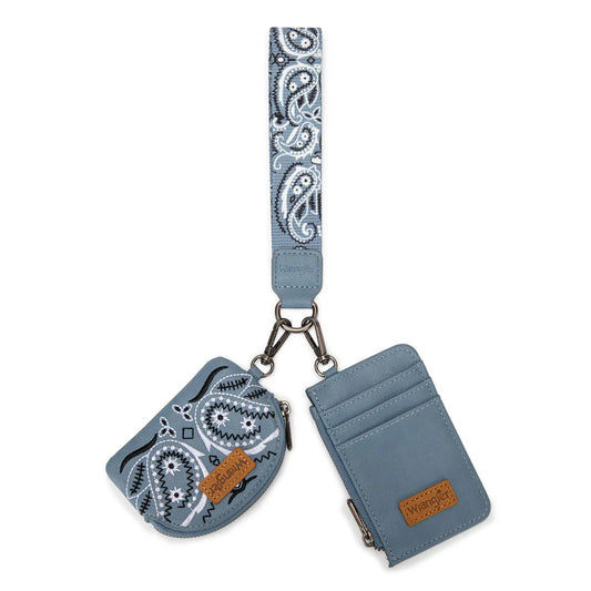 Wrangler Paisley RFID Blocking Card Coin Pouch Set - Jean