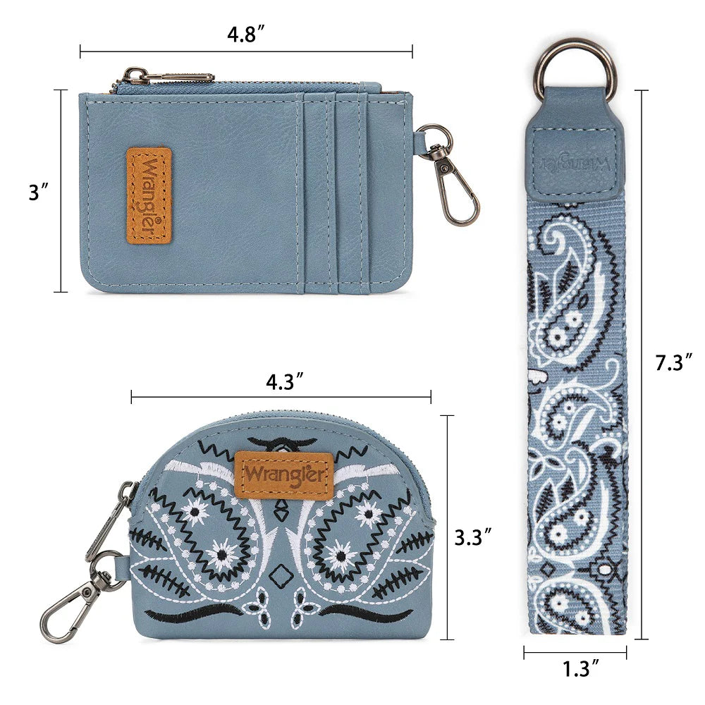 Wrangler Paisley RFID Blocking Card Coin Pouch Set - Jean