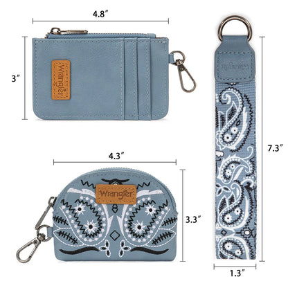 Wrangler Paisley RFID Blocking Card Coin Pouch Set - Jean