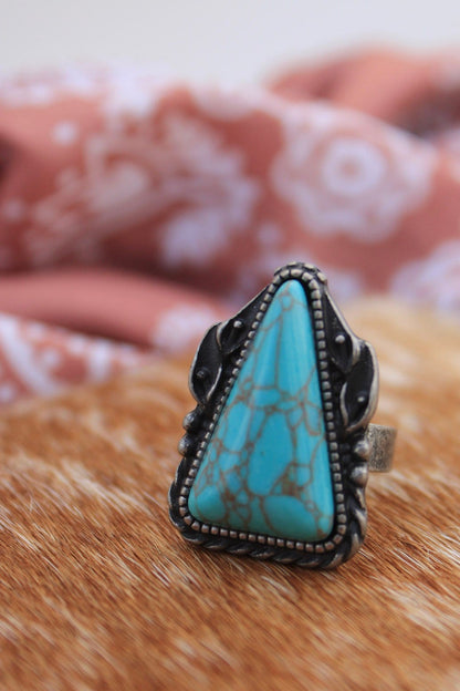 Triangle shaped faux turquoise ring