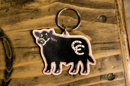 Genuine Leather Keychain - Bull