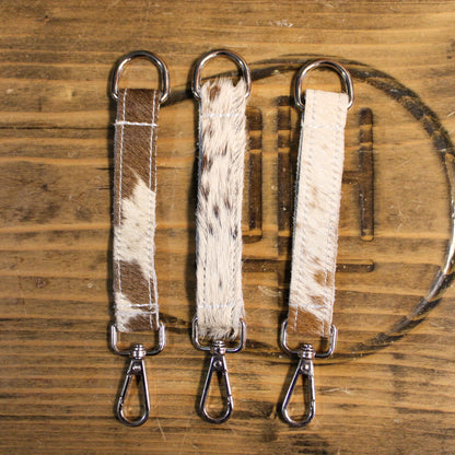 Cowhide keychains 7inch with swivel clip and d ring