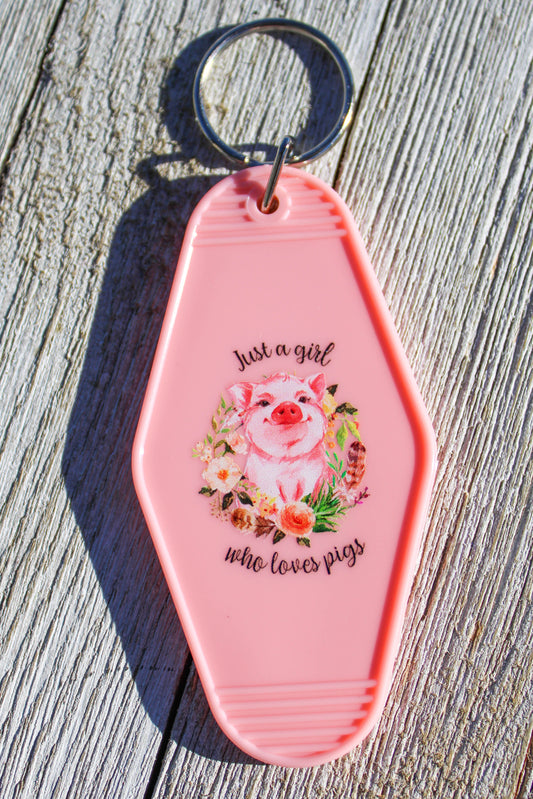 Just a Girl Who Loves Pigs Hotel Room Keychain