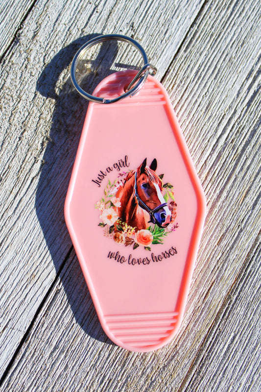 Just a Girl Who Loves Horses Hotel Room Keychain