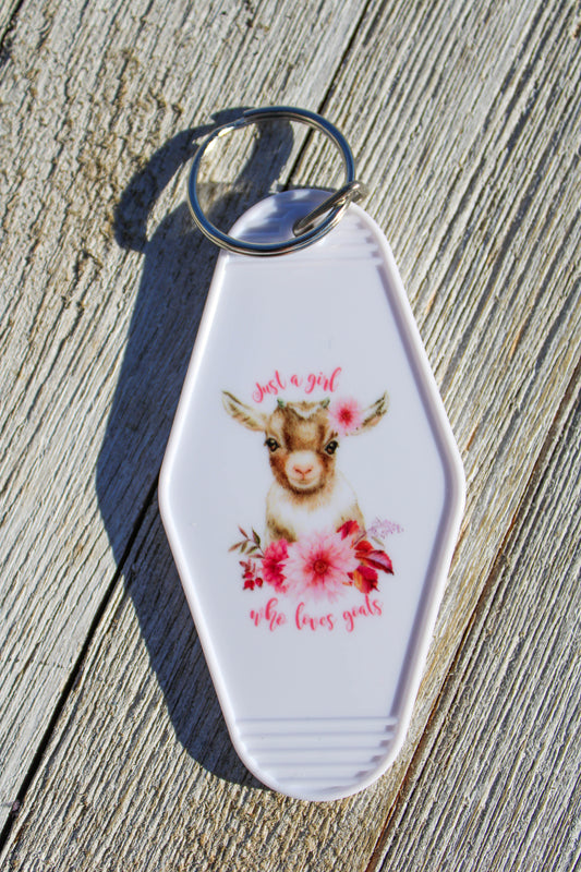 Just a Girl Who Loves Goats Hotel Room Keychain