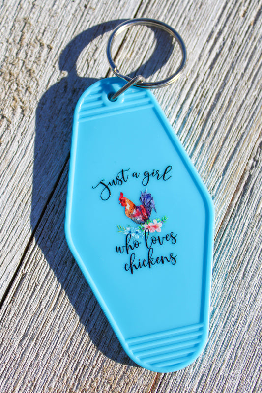 Just a Girl Who Loves Chickens Hotel Room Keychain