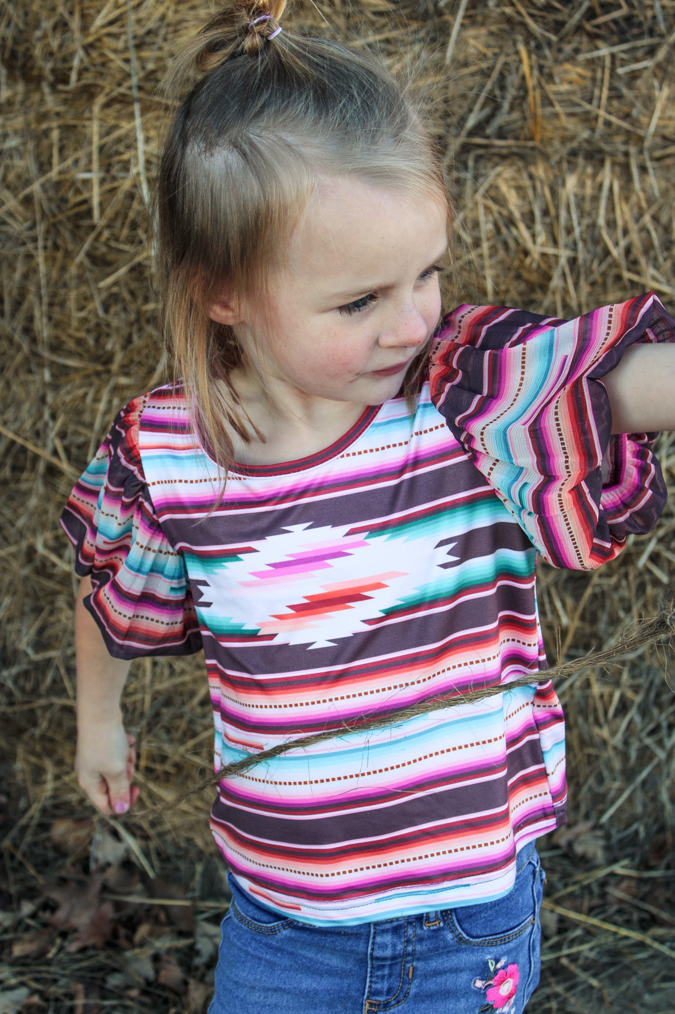 Kids Rising Sun Tee Shirt from Sterling Kreek - Striped with puffy sleeve