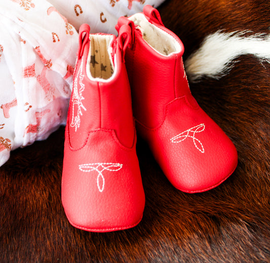 Eco Steps - Western Boot Cherry Red: 6-9M