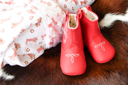 Eco Steps - Western Boot Cherry Red: 6-9M
