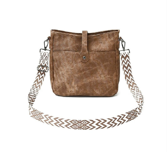 Suede Crossbody Bag- Camel