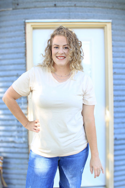 beige relaxed fit tee