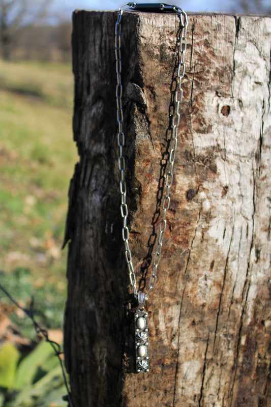 Silver and White Turquoise Pendant Necklace