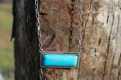 Turquoise Bar Necklace - Blue Turquoise
