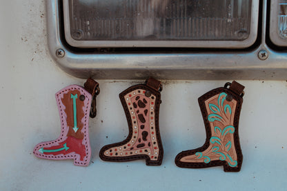 Painted Leather Boot/Cowhide Keychains