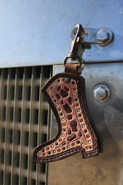 Painted Leather Boot/Cowhide Keychains