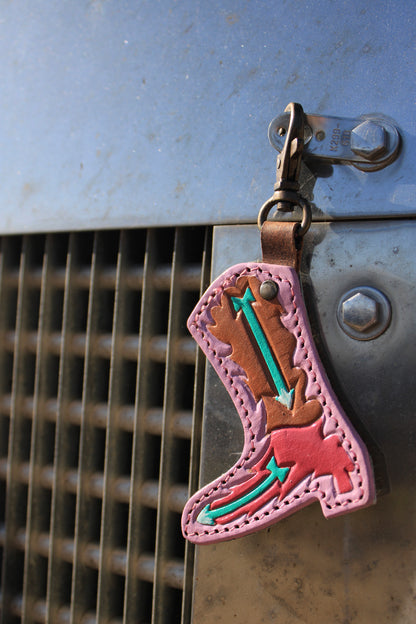 Painted Leather Boot/Cowhide Keychains