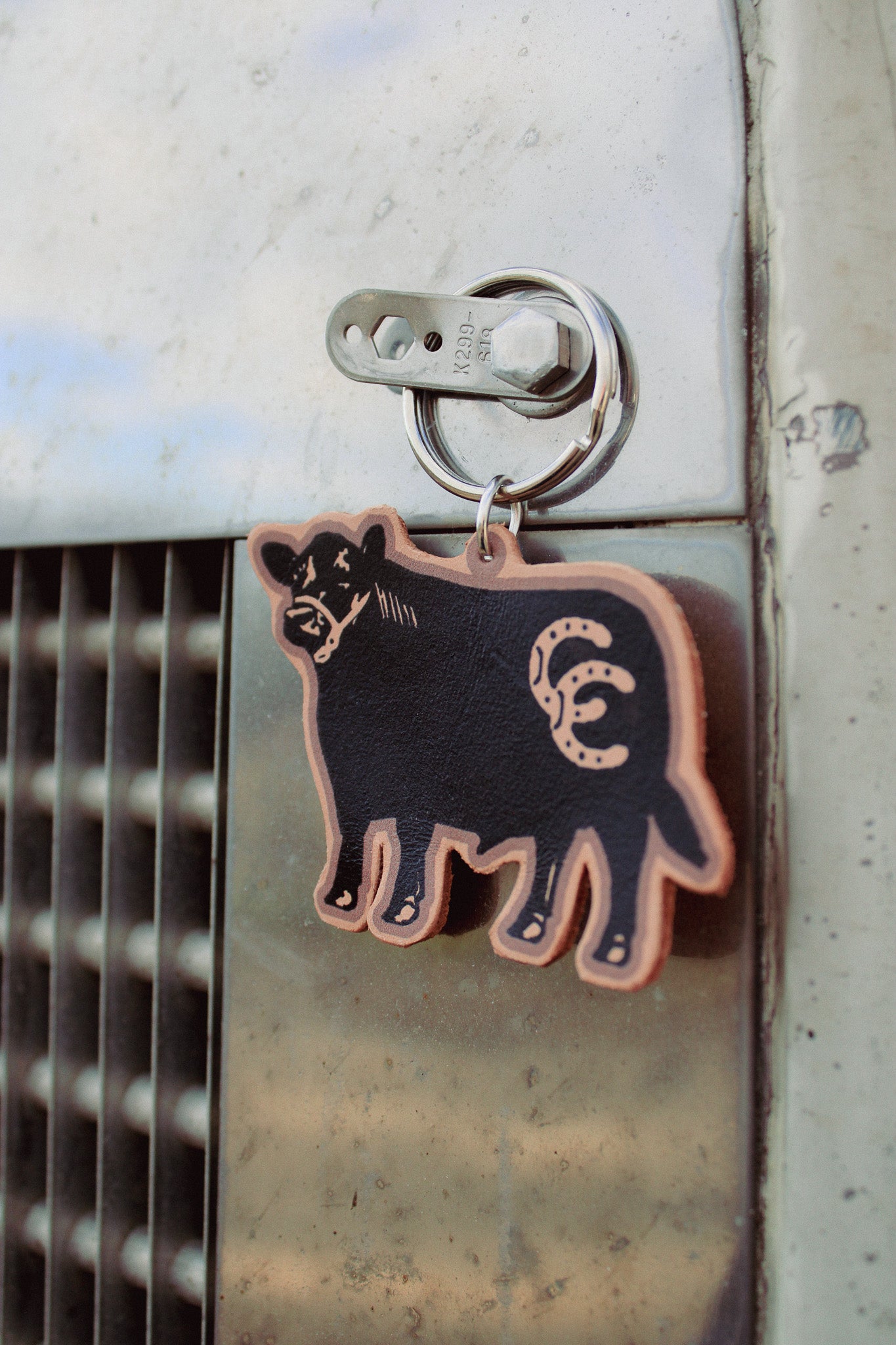Genuine Leather Keychain - Bull