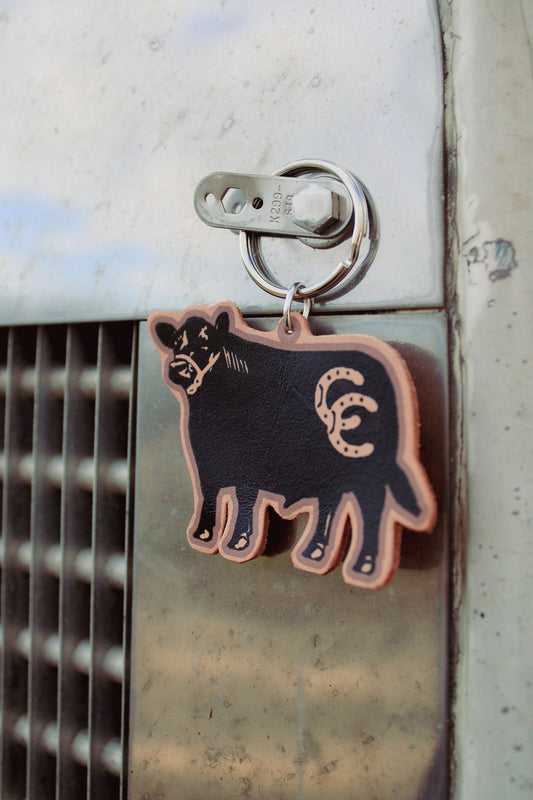 Genuine Leather Keychain - Bull