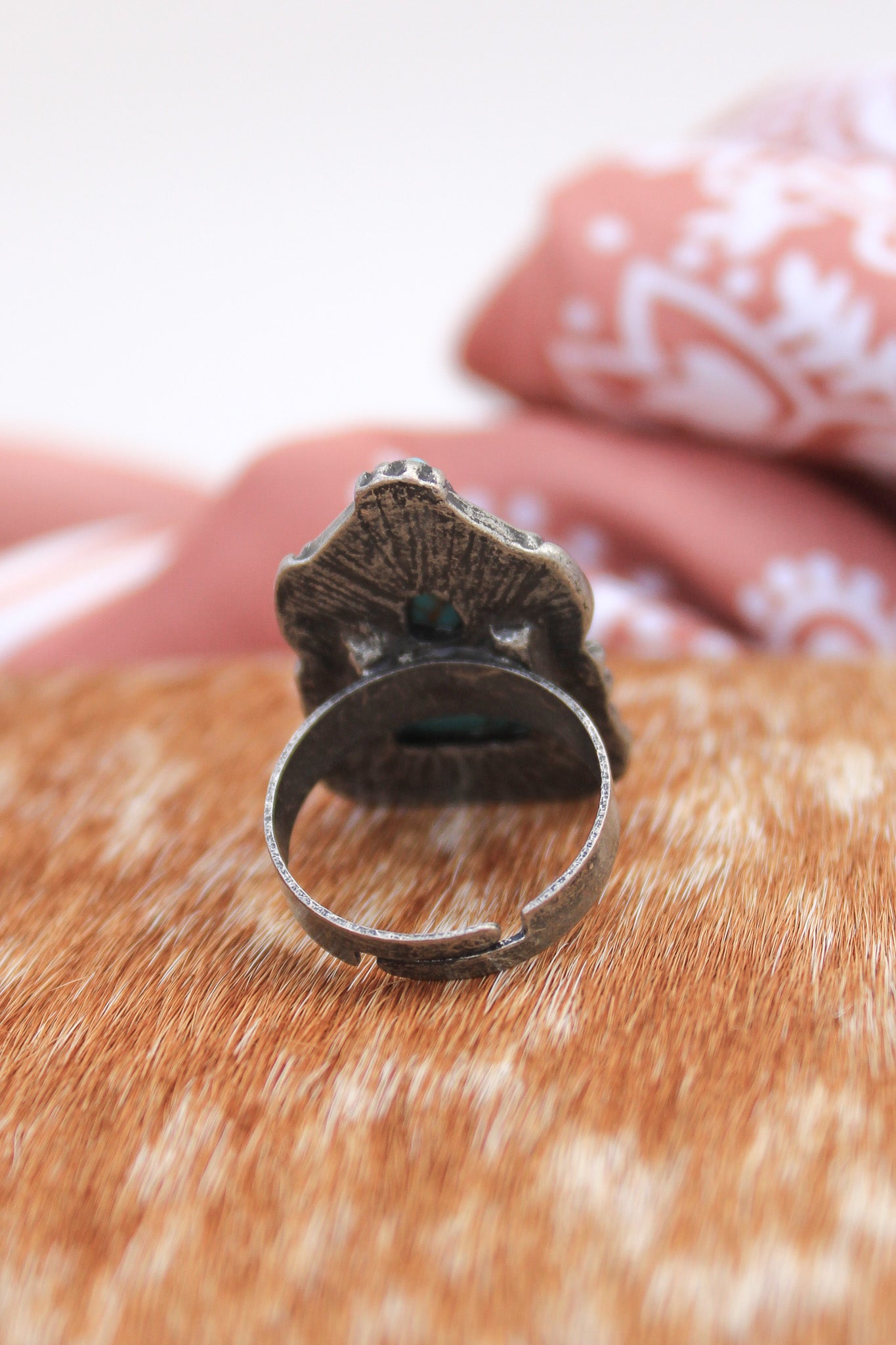 Turquoise Teardrop Adjustable Ring - Copper