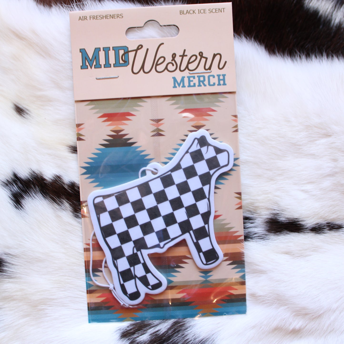 Air Freshener || Checkered Cow  || Black Ice Scent