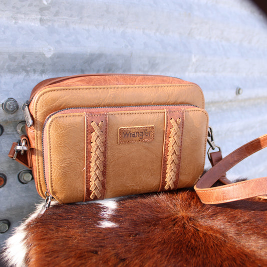 Wrangler Crossbody Purse With Wallet Compartment -Brown
