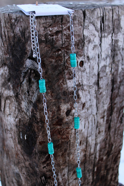 West & Co Multi Way Chain Link Necklace with Turquoise Accents