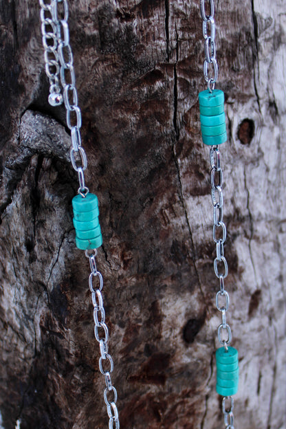 West & Co Multi Way Chain Link Necklace with Turquoise Accents