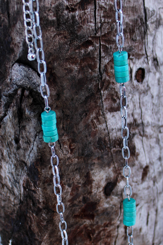 West & Co Multi Way Chain Link Necklace with Turquoise Accents