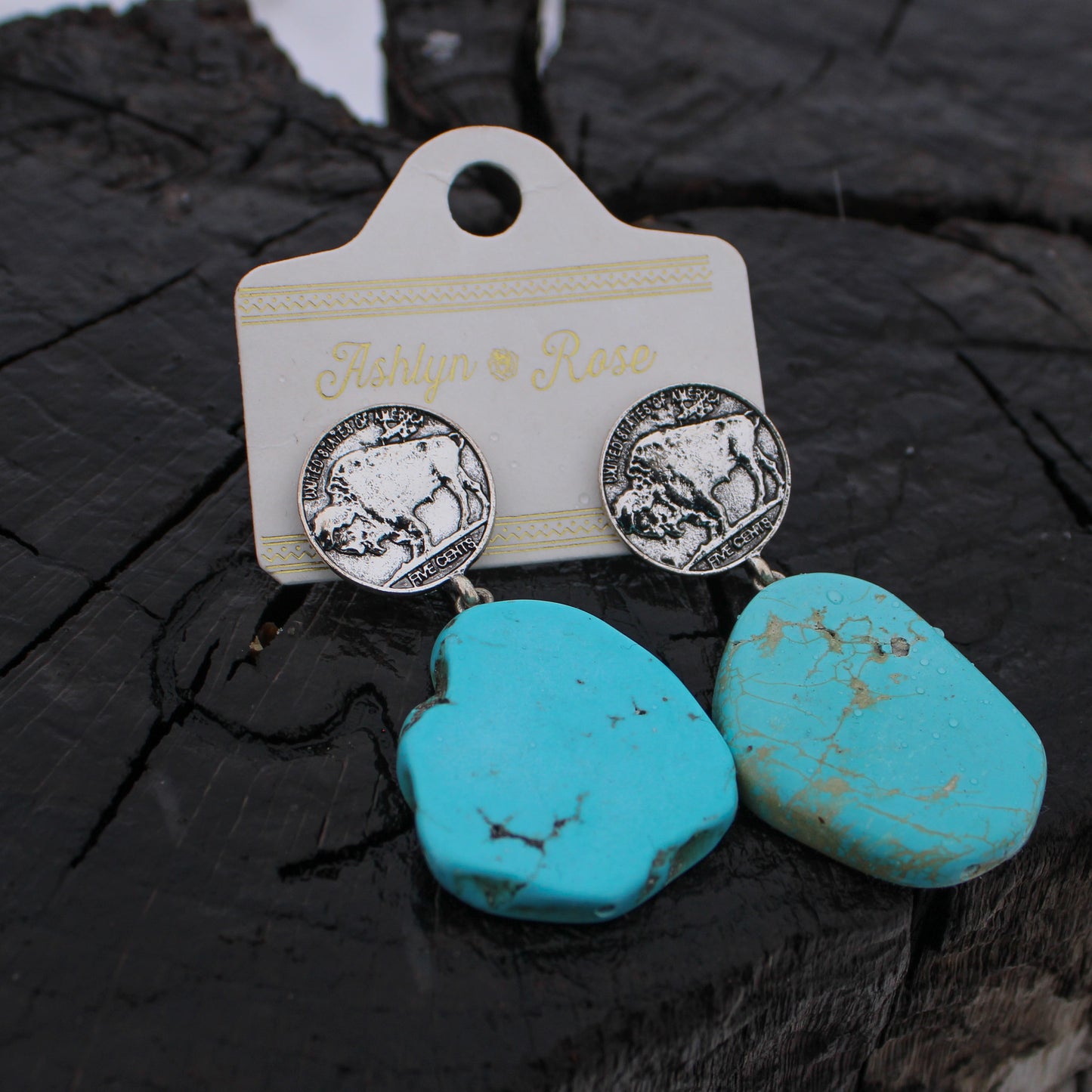 Buffalo Nickel Turquoise Dangle Earrings