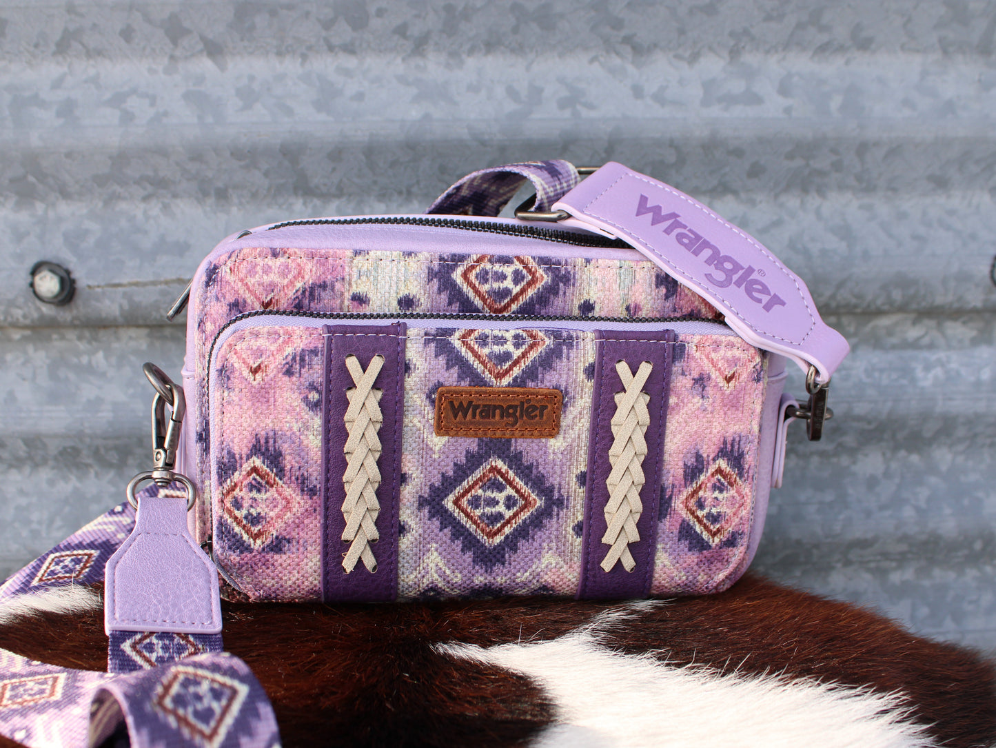 Wrangler Aztec Purse with Wallet Compartment - Purple