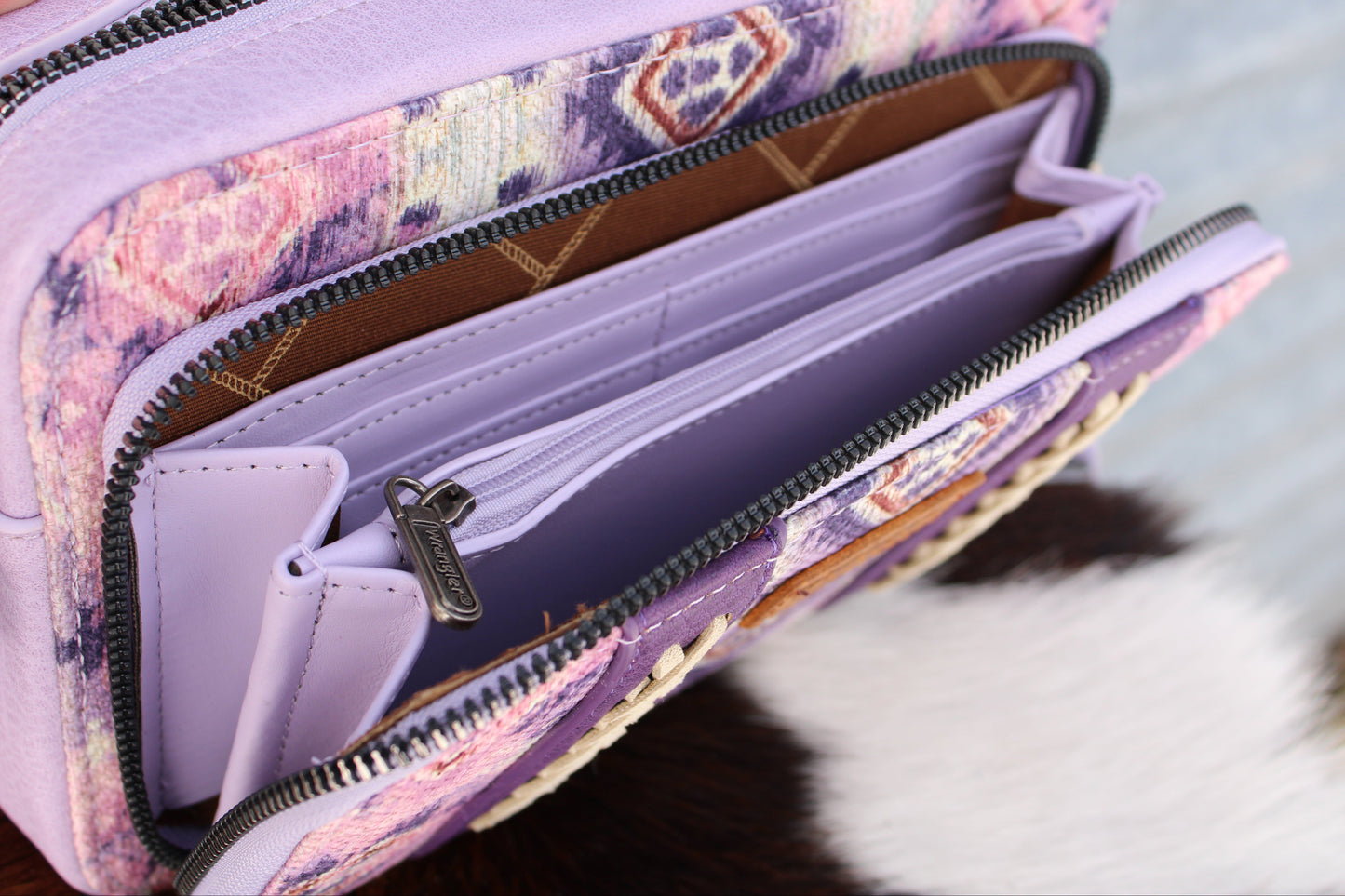 Wrangler Aztec Purse with Wallet Compartment - Purple