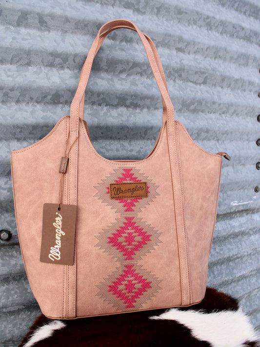 Wrangler Aztec Embroidered Shoulder Bag - Dark Pink
