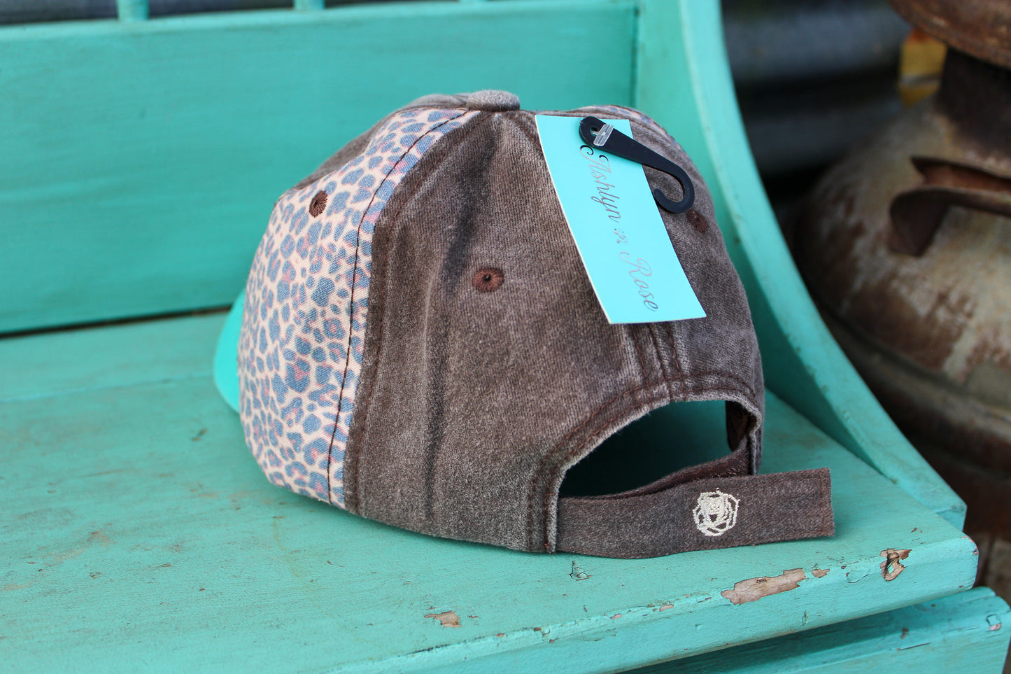 Leopard Brown and Turquoise Baseball Hat