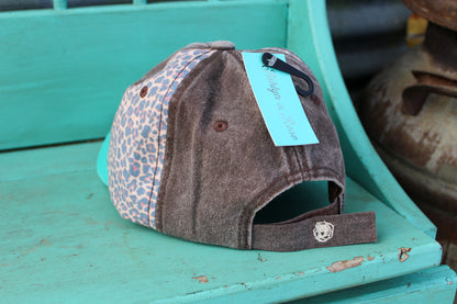 Leopard Brown and Turquoise Baseball Hat
