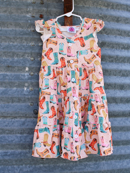 3 Tier Ruffle Boots Dress- Kids