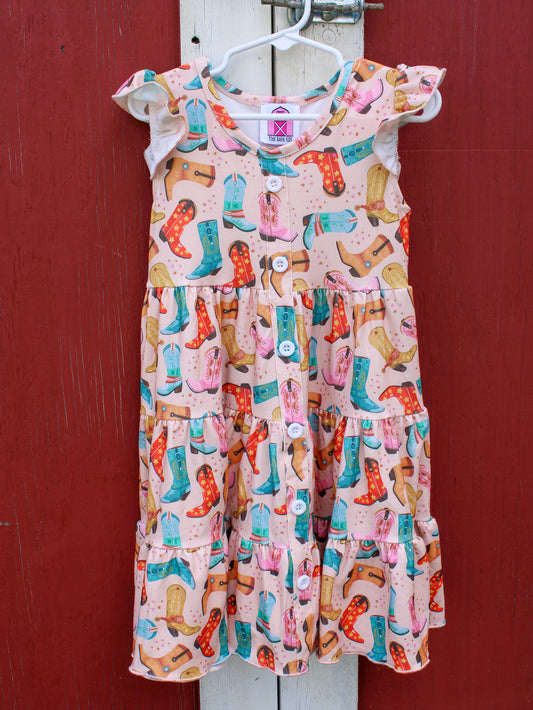3 Tier Ruffle Boots Dress- Kids