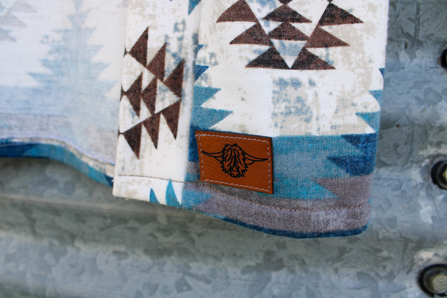 Kids Knit Cardigan - Blue Aztec