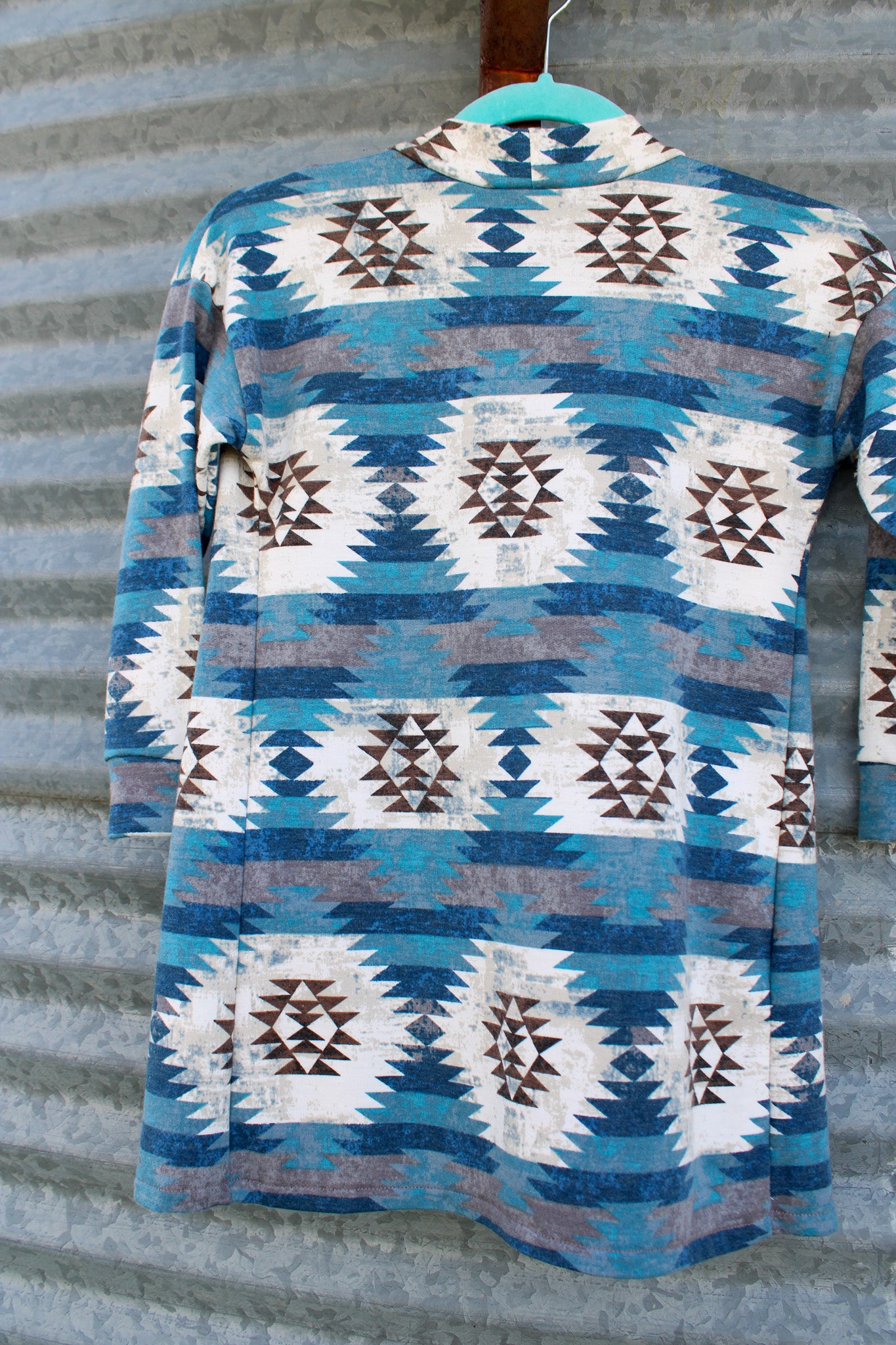 Kids Knit Cardigan - Blue Aztec