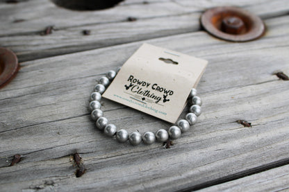 Silver colored beaded bracelet