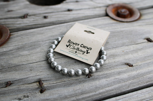Silver colored beaded bracelet