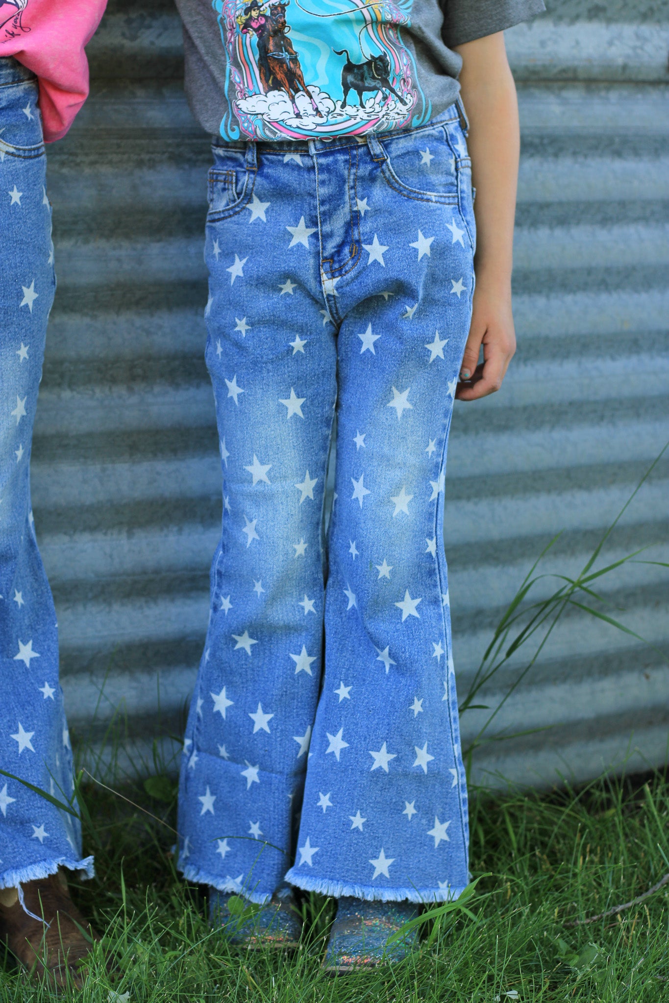 Star Bleached Bootcut Denim Jeans