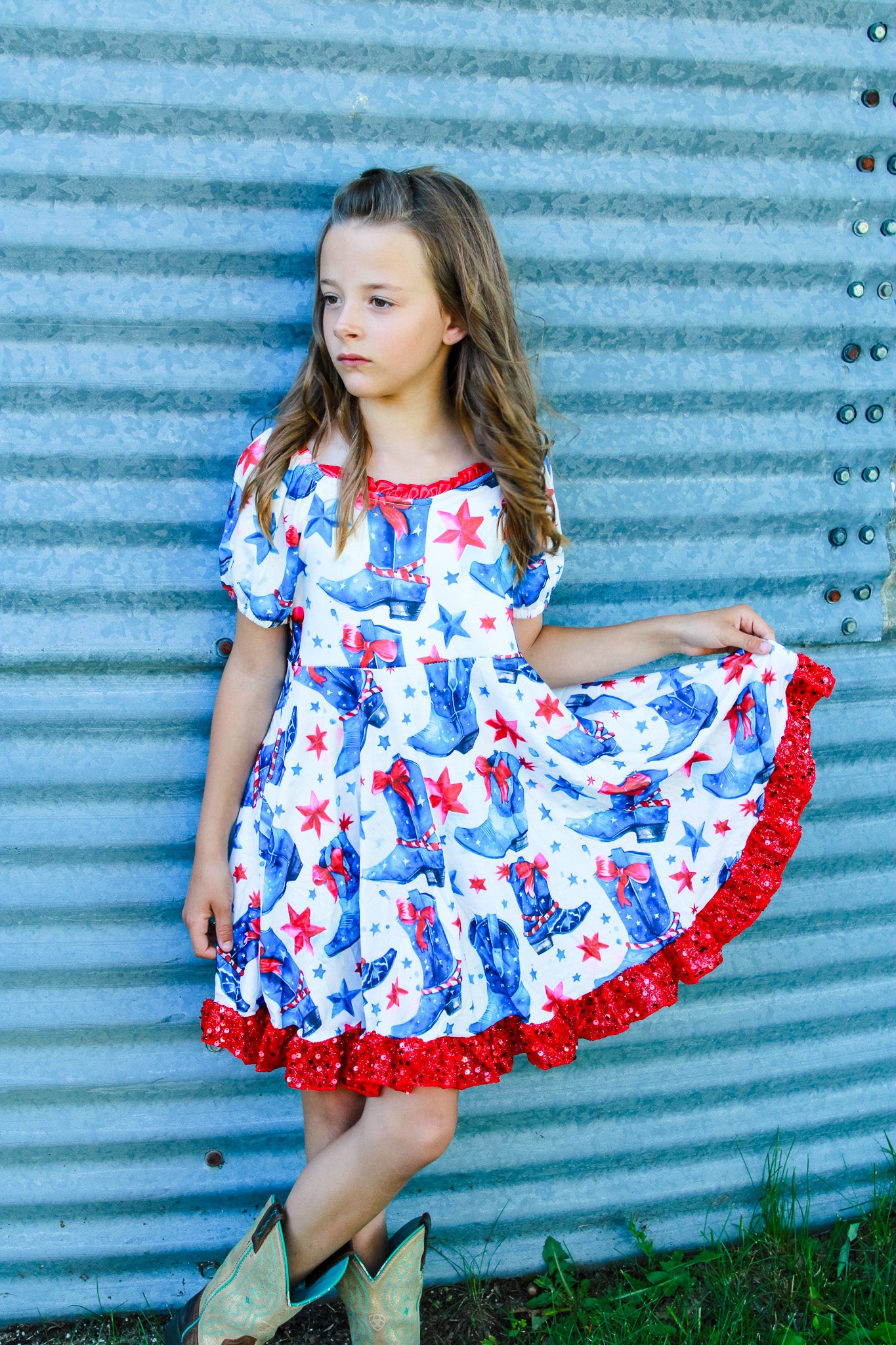 American Cowgirl Boot Printed Dress