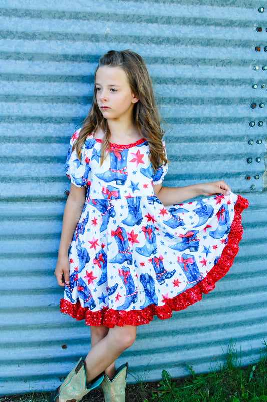 American Cowgirl Boot Printed Dress