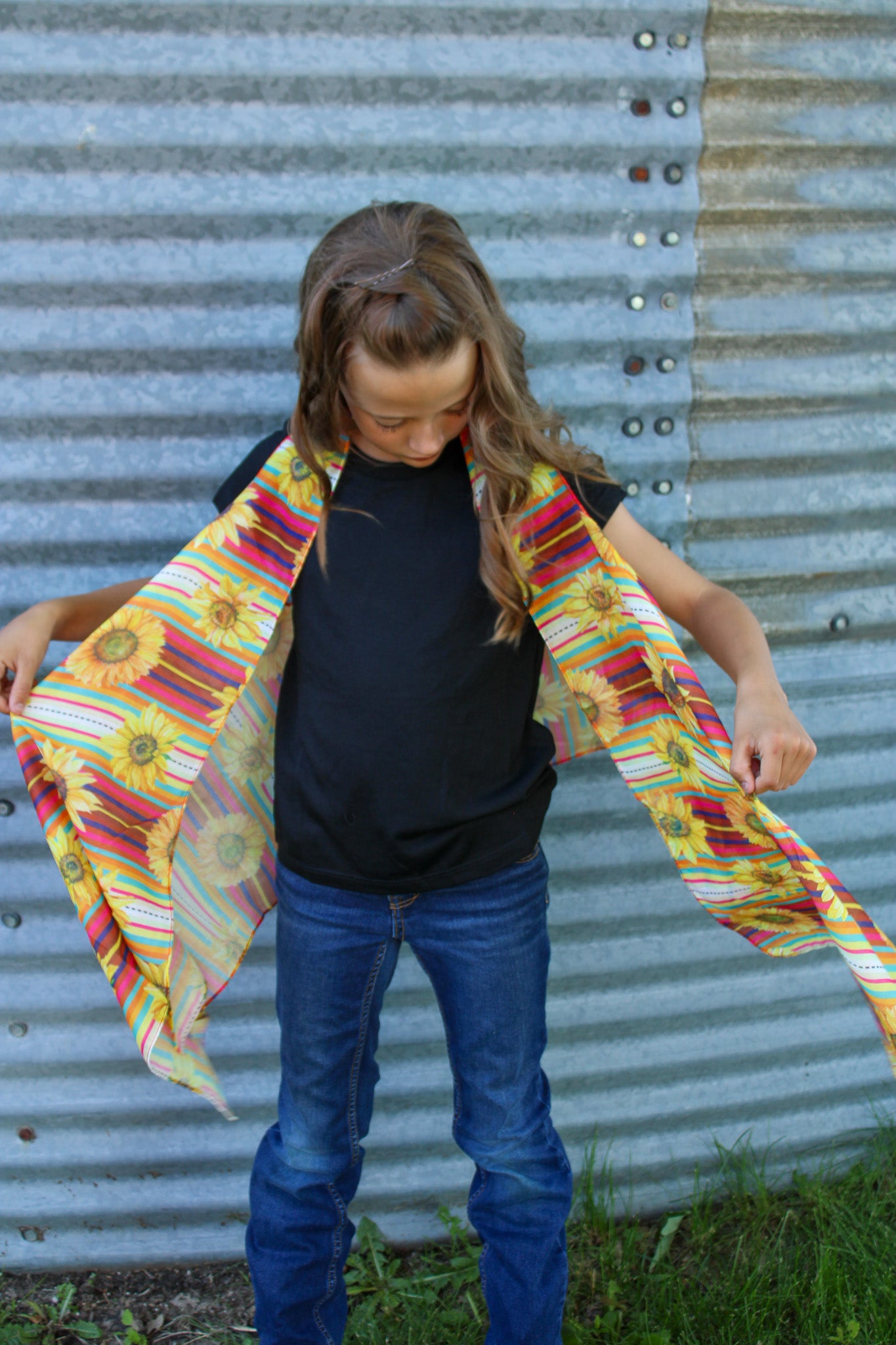 Girl's The Sunflower Vest with Red stripes