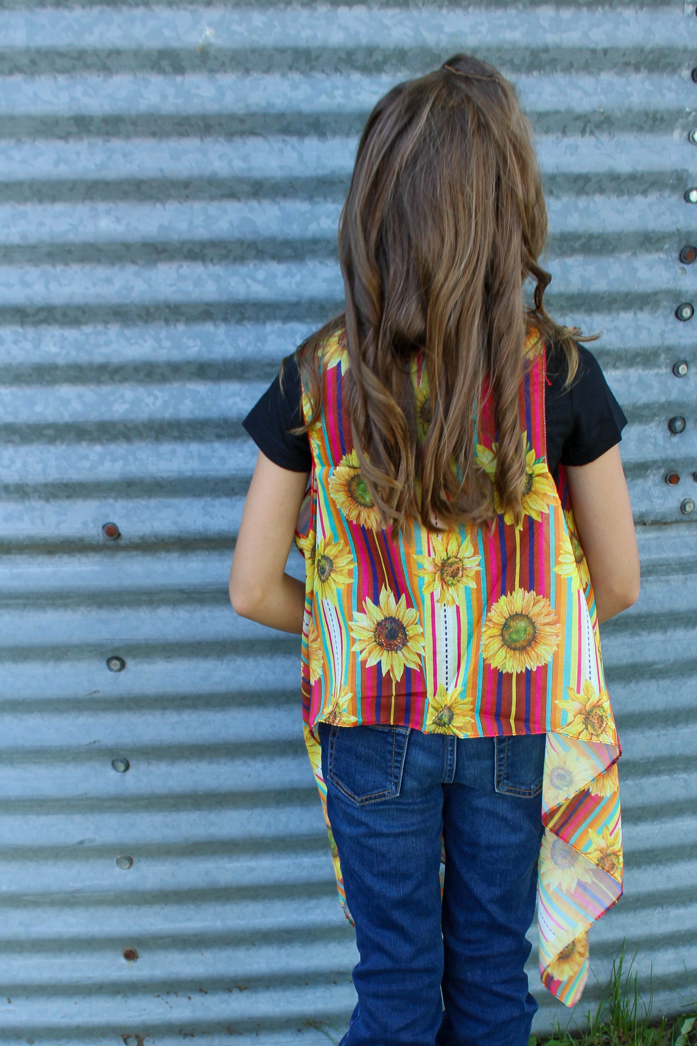 Girl's The Sunflower Vest with Red stripes