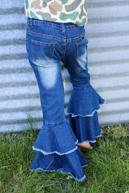 Girls Western Double Layer Bell Pants