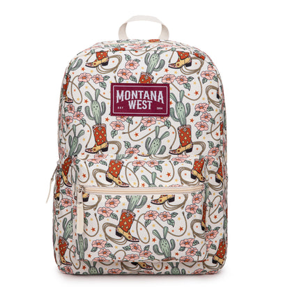 Montana West Backpack - Cowboy Boots and Cactus Print