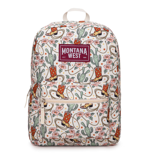 Montana West Backpack - Cowboy Boots and Cactus Print