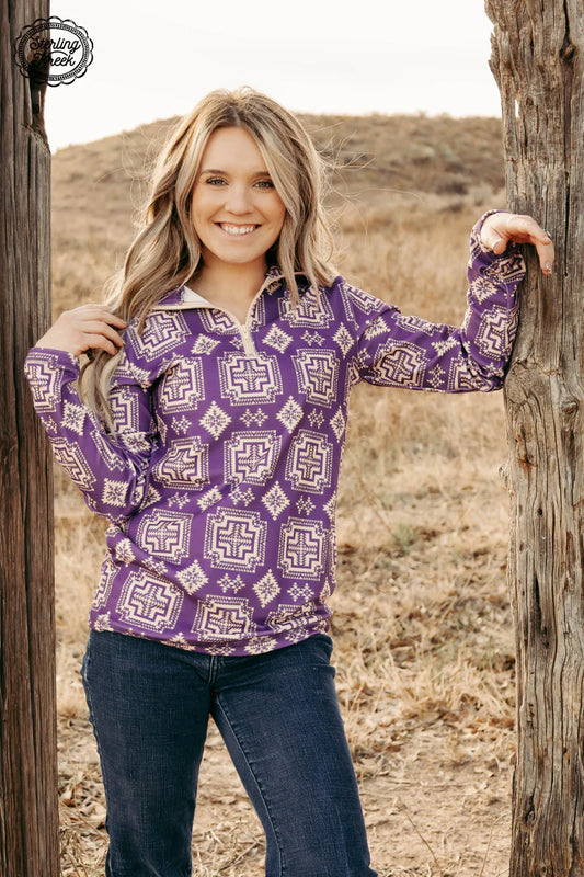 Down in the Valley Purple Quarter Zip Pullover